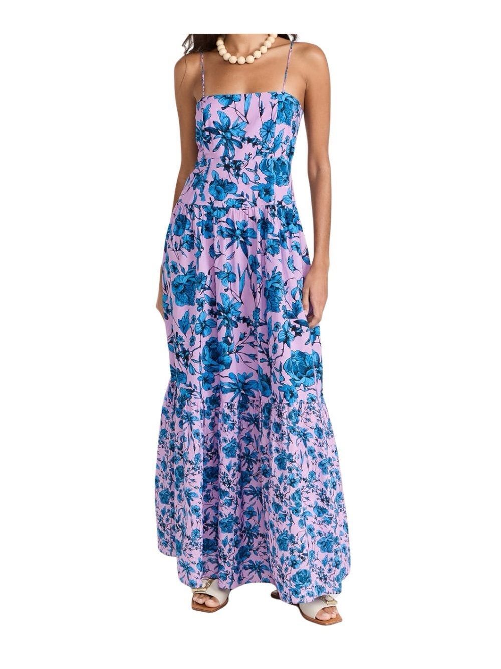 NWT Shopbop Playa Lucila Lavender Sundress with Bold Blue Floral Pattern